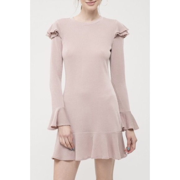 Blu Pepper Ruffle Knit Dress in Mauve Blu Pepper Ruffle Knit Dress in Mauve